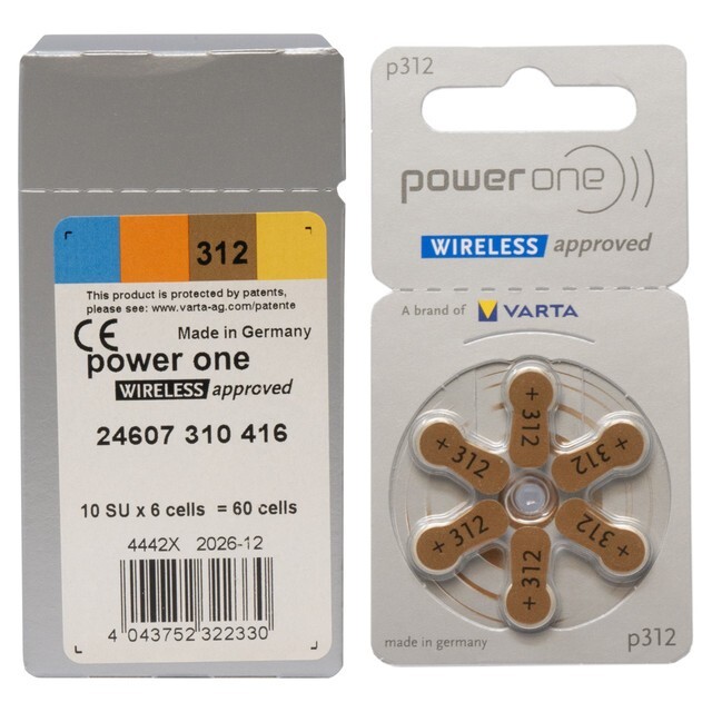 Powerone Size 312 Hearing Aid Batteries (60 cells) *USA SELLER* Power One