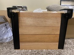 SlimLine Folding Wall Mount Shower Bench Seat, Rustic Teak Seat w/ Black Frame