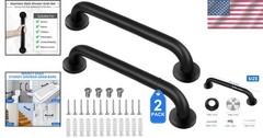 Sturdy 18 Inch Black Grab Bars Made from 304 Stainless Steel for Bathroom Safety