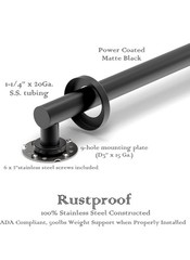 AquaChase ADA Compliant Matte Black Stainless Straight Grab Bar 9in 500 lb