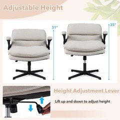 Criss Cross Chair w/Flip-up Arms, Adjustable Height, Wide Backrest, Padded Seat