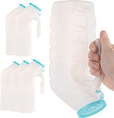 6 Pack Male Urinal Bottles with Glow in the Dark Lid for Travel & Emergency