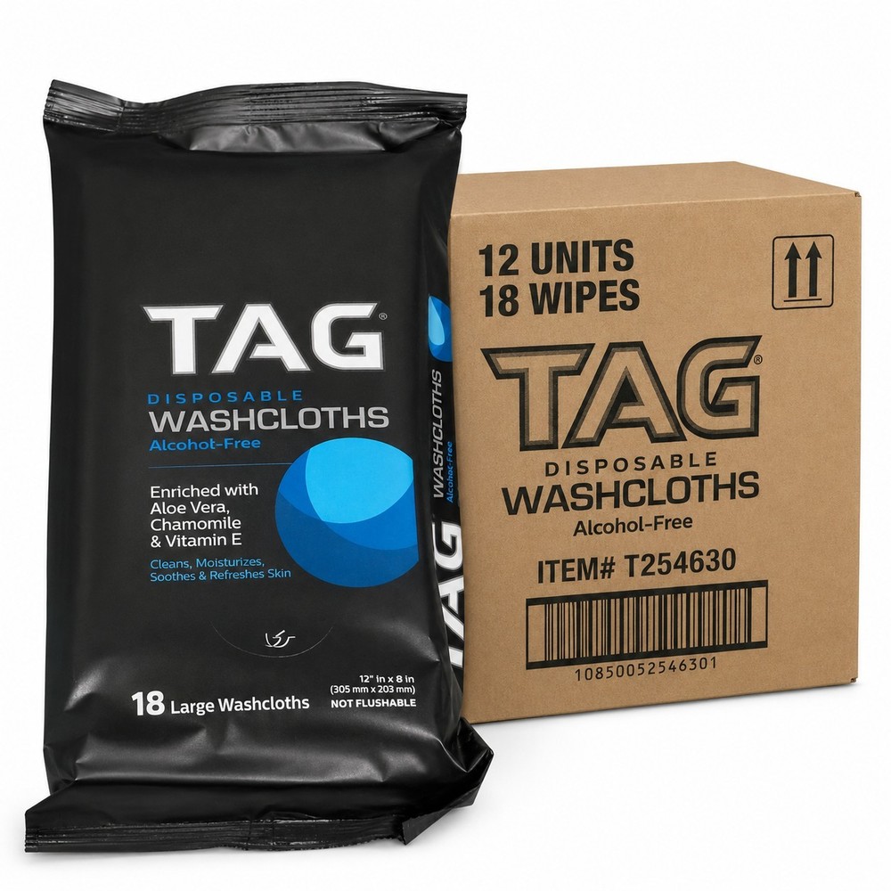6 Packs Tag Disposable Washcloths 18 Large Per Pack Not Flushable Alcohol Free