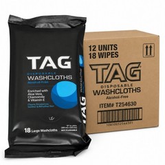 6 Packs Tag Disposable Washcloths 18 Large Per Pack Not Flushable Alcohol Free