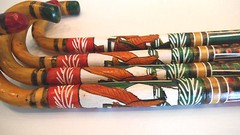 Hand Carved Wooden Cane Walking Stick Mexican Aztec Hand Painted Mexico ONE Cane