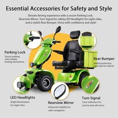 1000W 4-Wheel Heavy Duty Seniors Mobility Scooter 48V 20Ah 15 mph 33 Miles 500lb