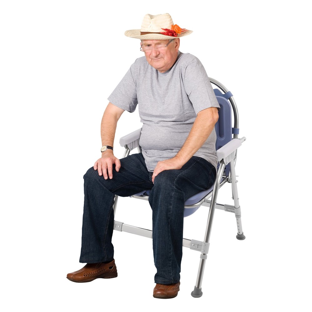150kg/330.69 lbs Foldable Toilet Chair Stainless Steel Commode Chair for Seniors