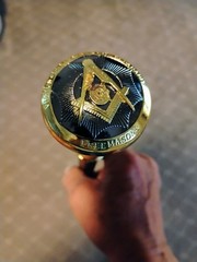 C Cane Decorative Handle, Black Gold, Metal, Freemason Emblem