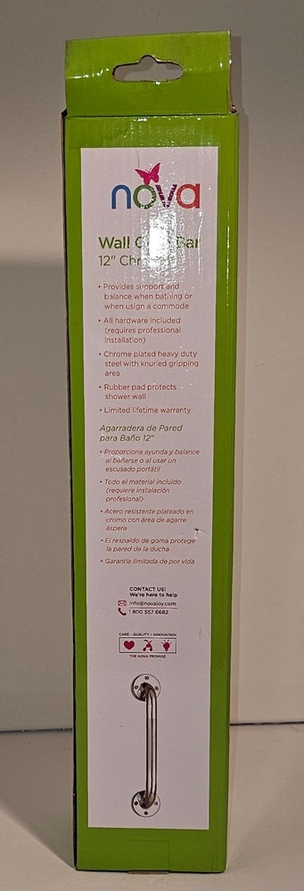 Nova Heavy Duty Wall-Mounted Grab Bar 12″ CHROME New