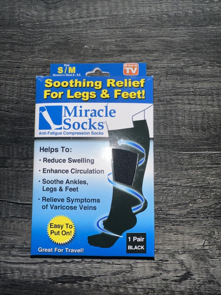 Miracle Socks Compression Socks – Unisex S/M, Anti-Fatigue, Black