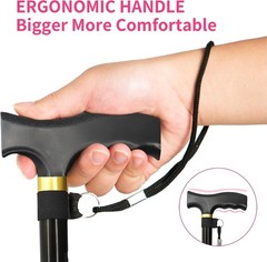 Travel-Friendly Folding Cane with Wrist Strap – Adjustable Height for Comfort