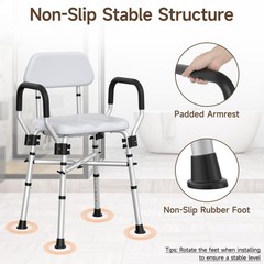 500Lbs Padded Shower Chair Bath Bench Seat Stool w/ Arms & Adjustable Height US