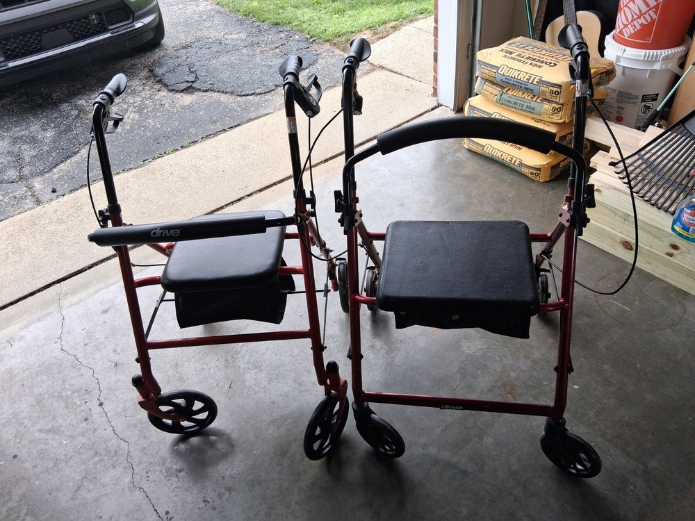 Drive Medical Adjustable Height Rollator with 6 Inches Wheels – Red (RTL10261RD)