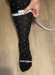 Wellow Bamboo Compression Socks L XL Black Yellow Dots Knee Length 18-25 mmHg
