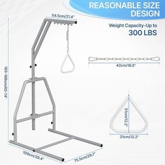 Trapeze Bar for Bed Mobility with Adjustable Assist Pole – 65–74″, 300 lb Cap…