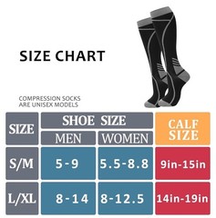Compression Socks Unisex Adults Large-X-Large 02-8 Pairs-blue/Black/White/Grey