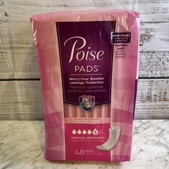 Poise Pads Incontinent Pad Regular Length Maximum Absorbency 48 Count