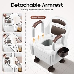 Bedside Commode, Adult Potty Chair Load 330lb for Seniors Elderly & Others