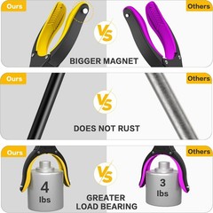 44in Foldable Grabber Reacher Tool Magnetic Pickup Stick Rotating Claw Yellow