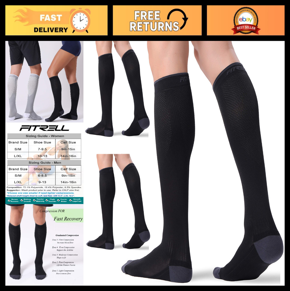 Compression Socks for Men & Women 20-30mmHg – Circulation Support, 3 Pairs