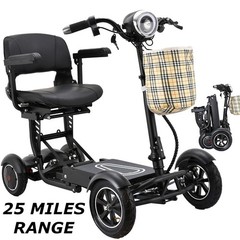 Collapsible 25 MIL Range Mobility Travel Scooter with 20″ Detachable Large Seat
