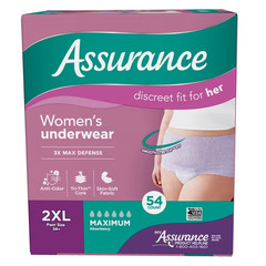 Assurance Women’s Incontinence & Postpartum Underwear, XXL , (54 Count) Free shp