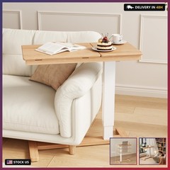 Solid Wood Overbed Bedside Table with Wheels, Adjustable Medical Tilt Top Hospit