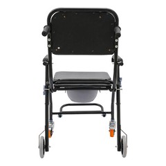 Foldable Shower Chair with Wheels 4-in-1 220.46lbs Rolling Bath Seat Black
