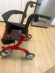 Drive F-22 4-Wheel Rollator Walker w/ Seat, Handbrakes, Basket Red/Black