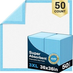 Disposable Bed Pads 36″ X 36″ (50 Count) Extra Large Leakproof Underpads for Inc
