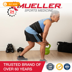MUELLER Sports Medicine Adjustable Back Brace, Ideal for Upper Small, Black