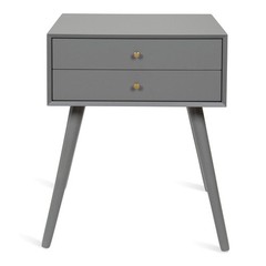 Kate And Laurel Finco Midcentury Modern Style Side Table 2 Drawers Gray Finish