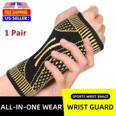Copper Sports Wrist Hand Support Brace Splint Carpal Tunnel Sprain Arthritis NEW