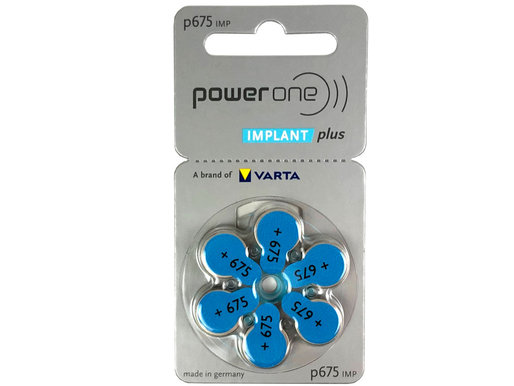 6 x Varta Power One Implant Plus hearing aid batteries P675 PR44 6 series bli…