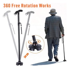 Extendable 5-Levels Adjustable Height LED Walking Cane Retractable Walking Stick