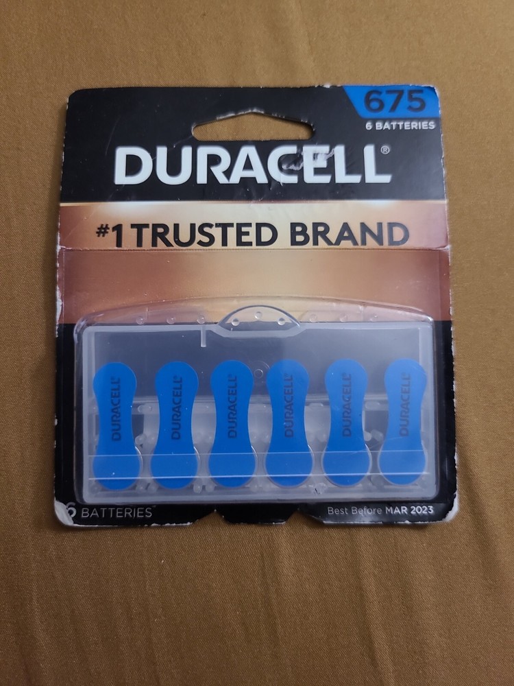 Duracell Size 675 Hearing Aid Batteries 6 Pack 03/2023