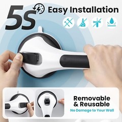 TAILI Shower Grab Bar 2-Pcs 16.8 Inch Suction Cup for Bathroom Bathtub Grip,Blk