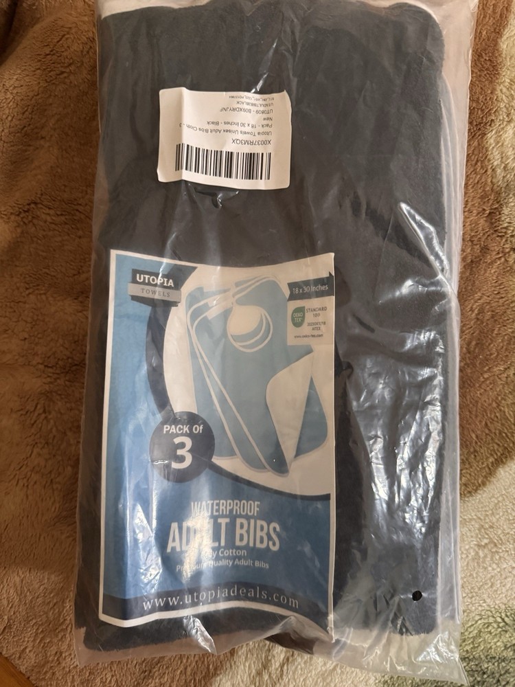 Lot Of 3 Utopia Towels Unisex Adult Bibs Cloth / Black Color& Premium Quality