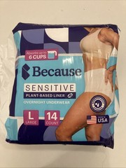 2 Pack Because Adult Incontinence Overnight Underwear for Sensitive Skin Women L
