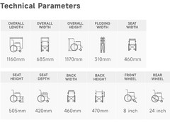 Yuwell H008B Commode Wheel Chair Nuring Wheelchair w/ Toilet Recliner Transport