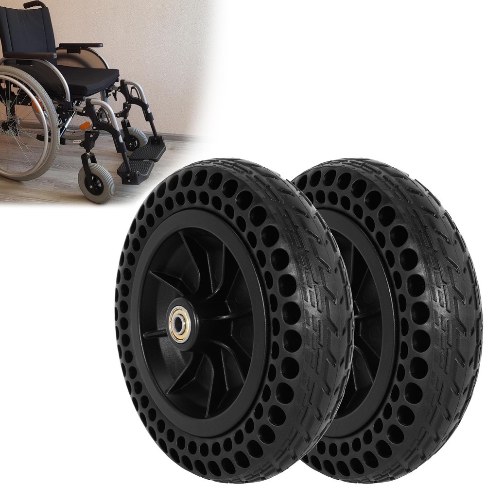 8″x 1.8″ Electric Wheelchair Front Casters – 8 Inch 8 X 1.8, Black, Gray