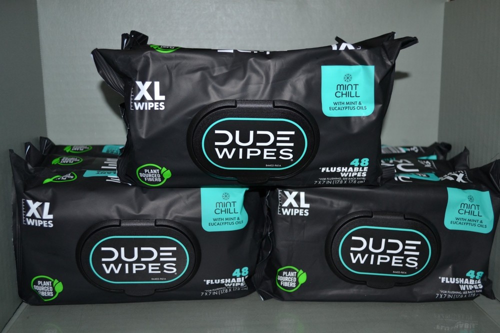 (3) DUDE Wipes Flushable, 3 Packs In Each With 48 Flushable Wipes Each