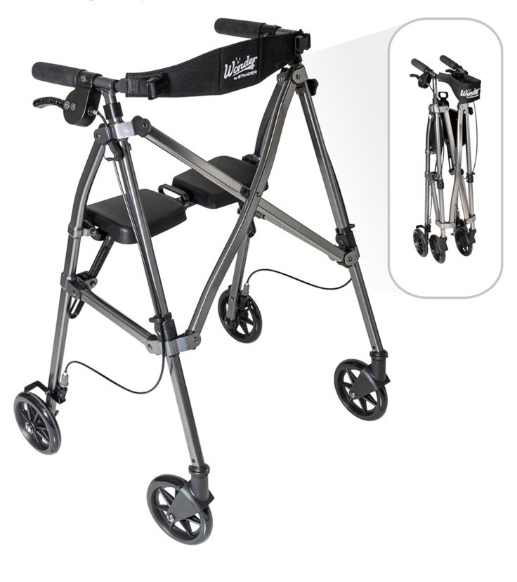 STANDER Wonder Space Saver Rollator w Seat in Black Walnut 4250-BW New Open Box