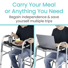 Vive Walker Tray for Folding – (w/Cup Holder) – Adult Mobility Black