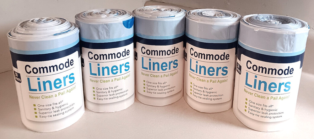 COMMODE LINERS 250-PACK UNIVERSAL LEAKPROOF HYGIENIC BEDSIDE TOILET DISPOSABLE