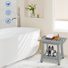 18.6 In. W Waterproof Heavy Duty 400 Lbs. Plastic Shower Seat W/ Storage Shelf S