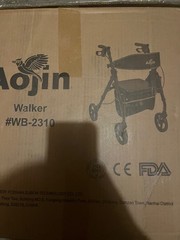 Aojin (Red) Lightweight Foldable Rollator Walkers with Seat for Seniors, 350 lbs