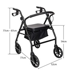 Medical Bariatric Rollator Support 286lb Folding Rolling Walker Adult w/4 Wheels