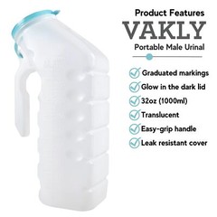 Glow in The Dark Male Urinal Portable for Hospital Travel 32oz 2 Pack