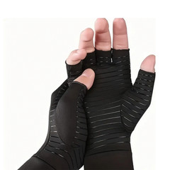 1Pair Black Copper Arthritis Compression Gloves Hand Support Pain Relief Joint